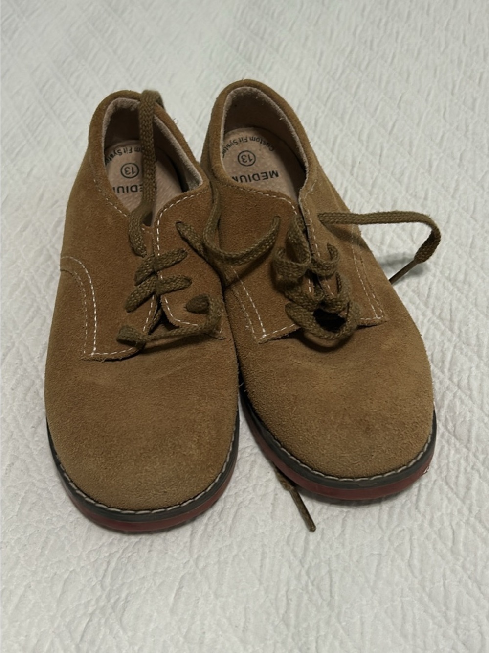 FootMates Tan Suede Lace-Up Kids Dress Shoes